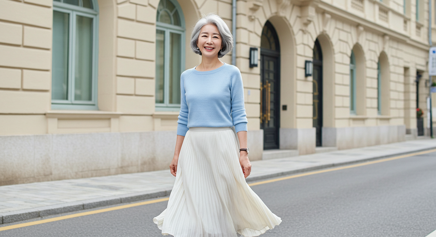 중년여성 패션 캐주얼룩