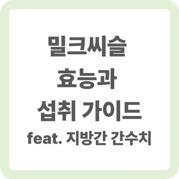밀크씨슬 효능과 섭취 가이드 feat. 지방간 간수치 타이틀 이미지