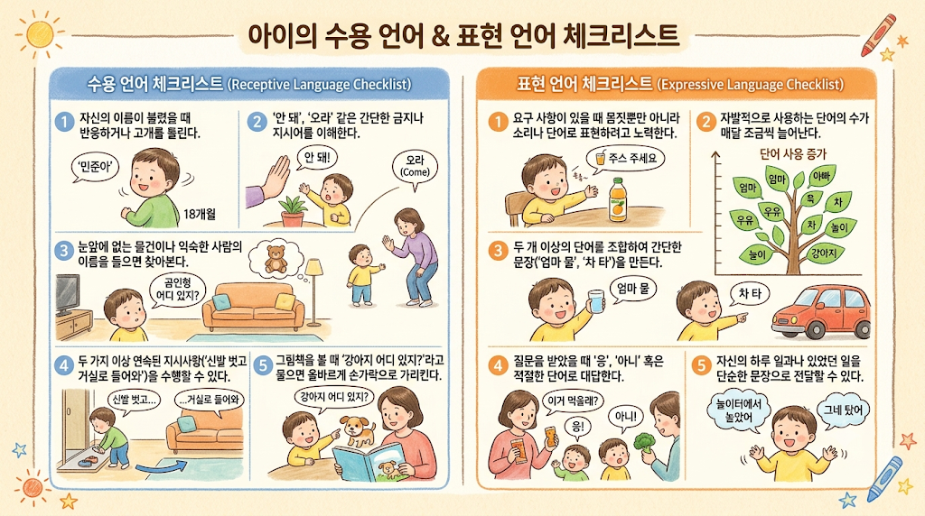 [수용, 표현] 수용 언어와 표현 언어의 차이점 및 균형 발달 체크리스트