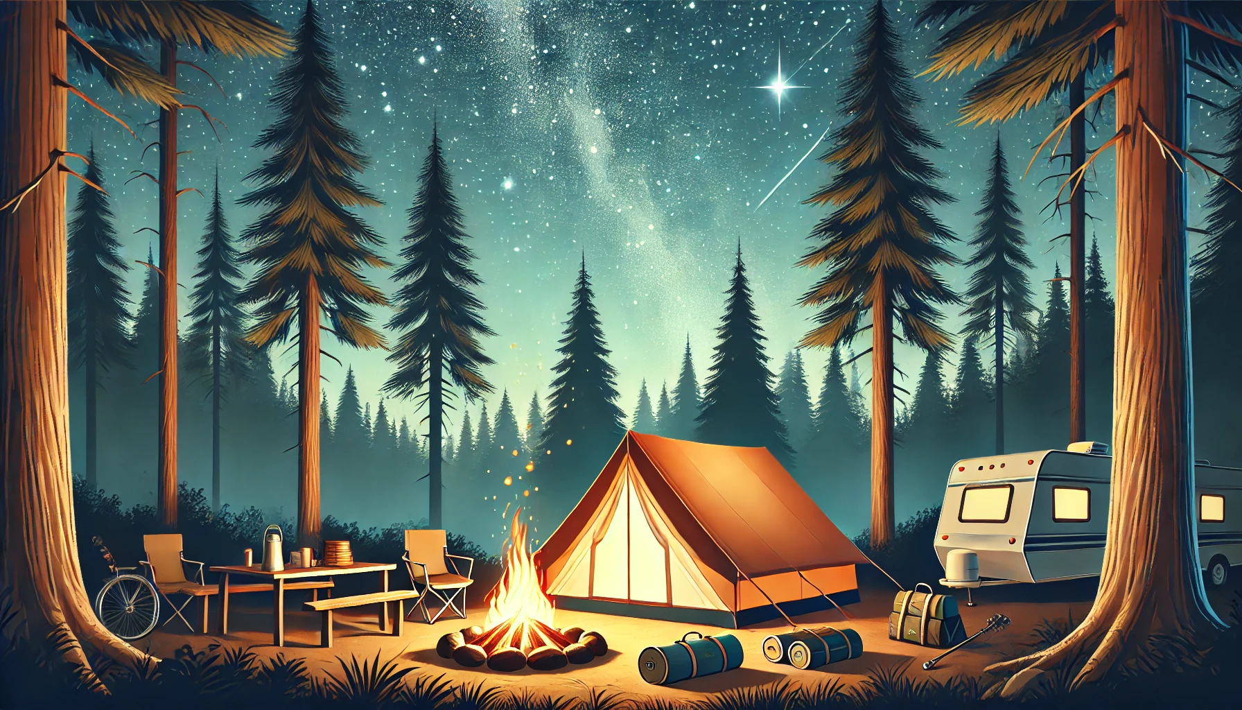 편안하고 아늑한 캠핑 분위기 이미지