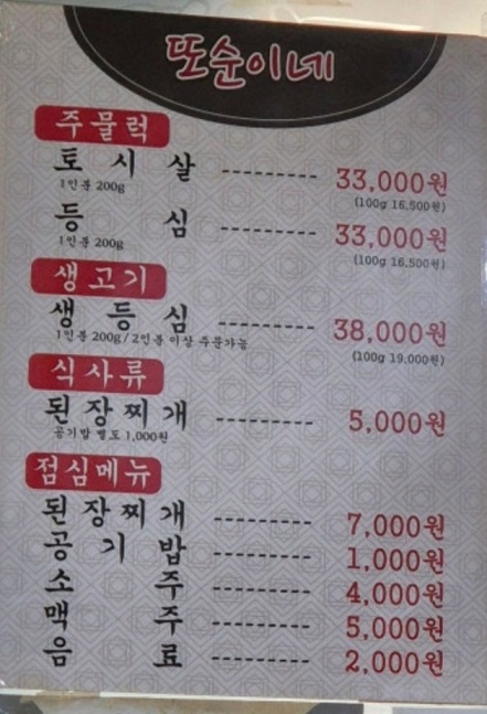 메뉴판