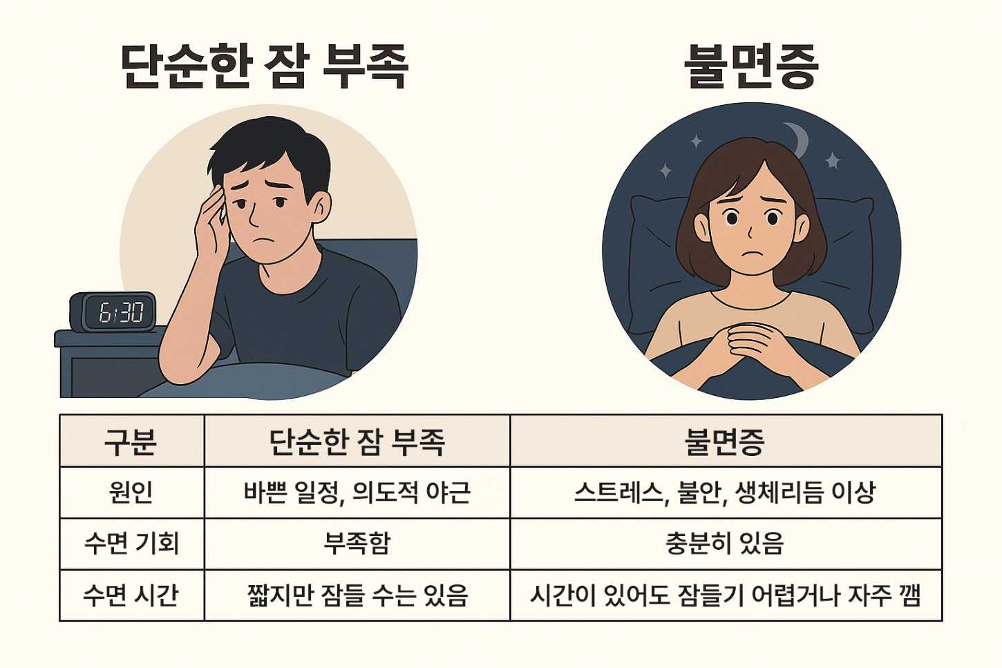 수면 부족과 불면증의 차이