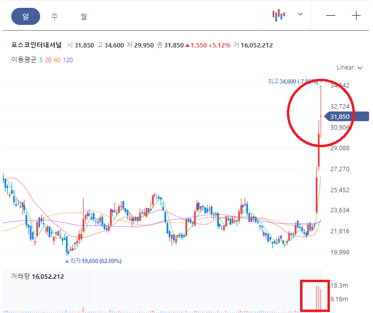 포스코인터내셔널 일봉차트
