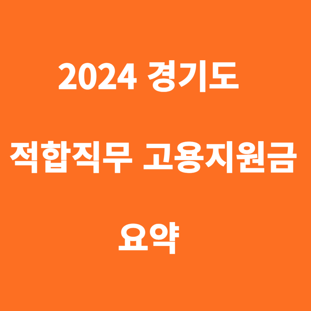2024 경기도 적합직무 고용지원금