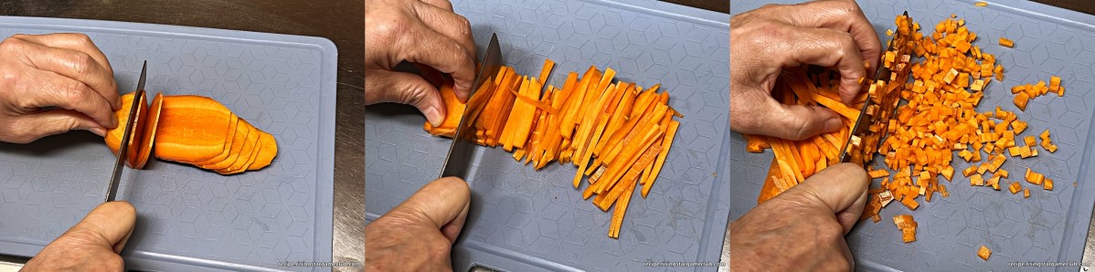 샐러드 빵 (사라다 빵)에 들어갈 당근을 채써는 사진