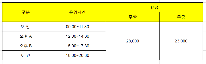 눈썰매장 요금