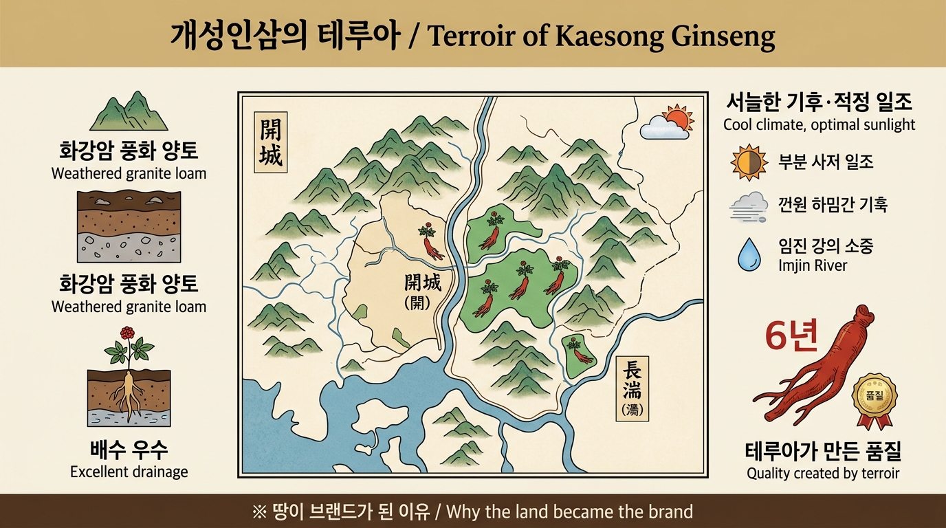 개성인삼의 테루아 지도
