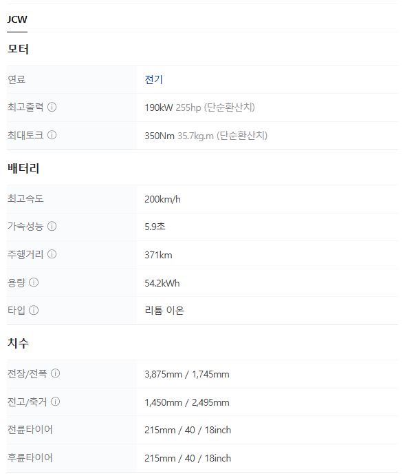 2025 미니 해치백 JCW 일렉트릭