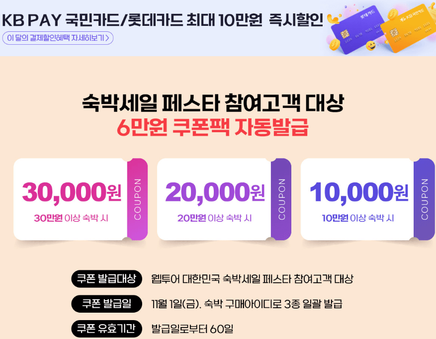 2024 대한민국 숙박세일 페스타 혜택 쿠폰 할인권 예약 예매 추석 연휴 여행 사용방법 9월 야놀자 숙소 인터파크 사이트