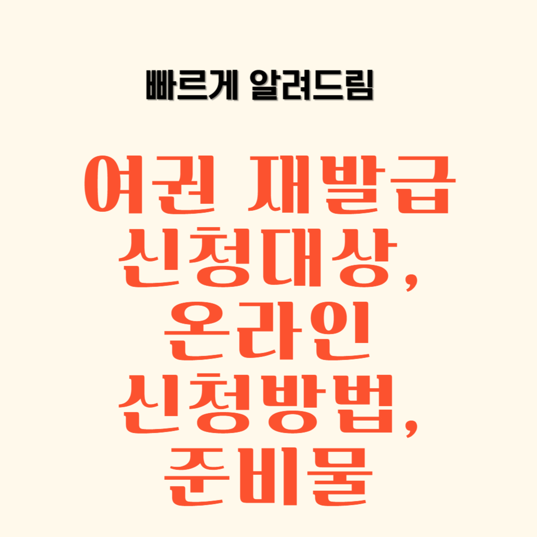 여권 재발급 신청대상, 온라인 신청방법, 준비물
