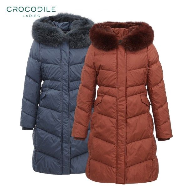 크로커다일레이디 밍크 후드 롱 다운패딩 - CL9WDW110