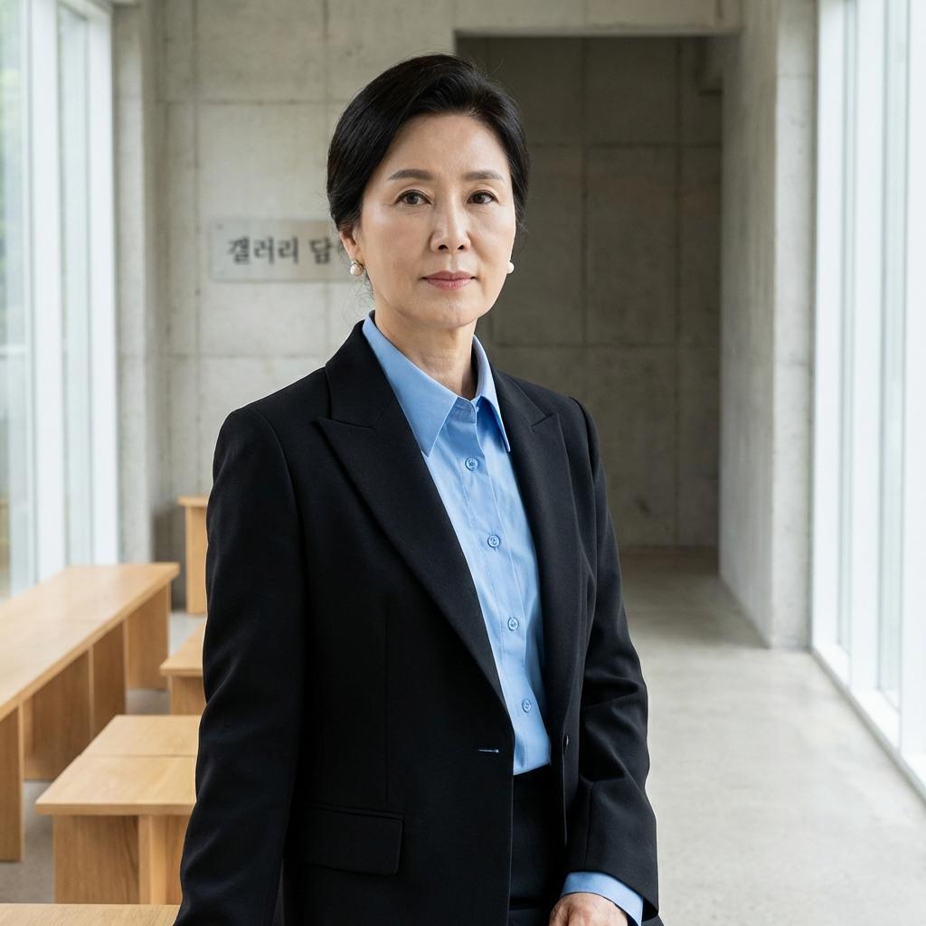 60대 하객룩 고민 해결! 블루 셔츠와 블랙 자켓의 클래식한 조화