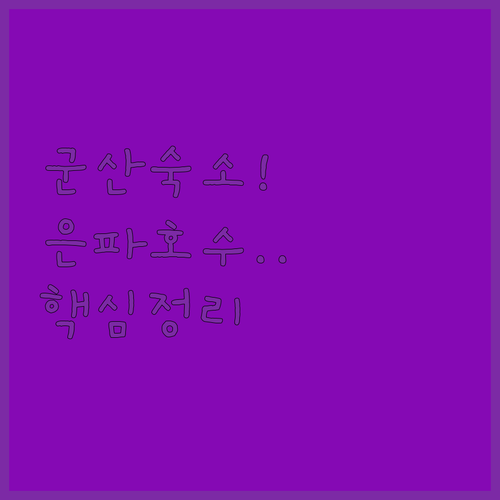 군산 은파호수공원 근처 숙소 추천 은..