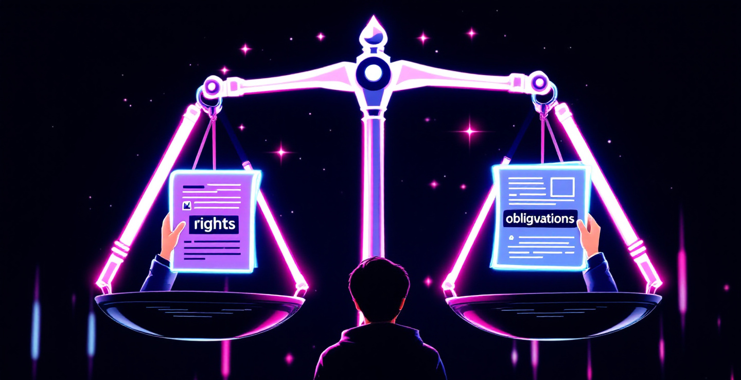 법률 양형을 상징적으로 보여주는 저울 앞에선 남성