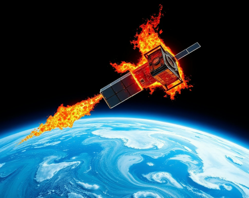 지구 대기에서 불타는 위성