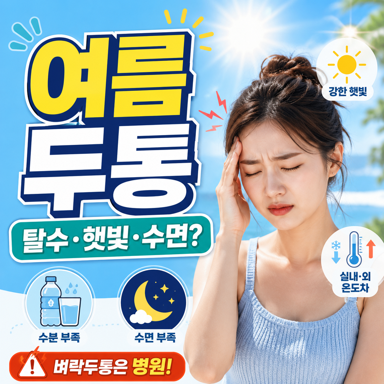 여름 두통 유발요인 자가체크와 탈수 눈부심 수면 대처 방법