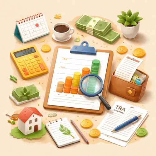 자산 관리와 세금 개념 이미지