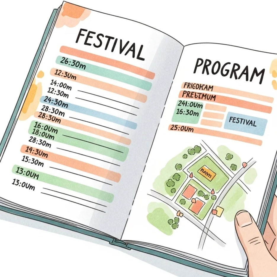 딸기축제 안내 지도를 들여다보는 손