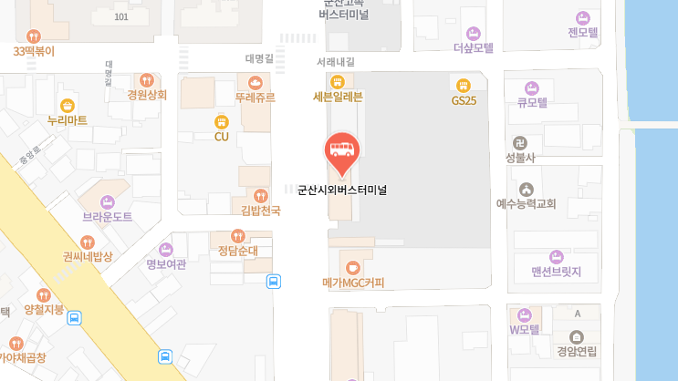 군산시외버스터미널 위치-지도