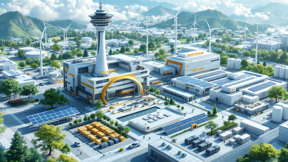 다양한 재생에너지와 에너지 저장시스템이 결합된 지속 가능한 에너지 안보 전략 이미지