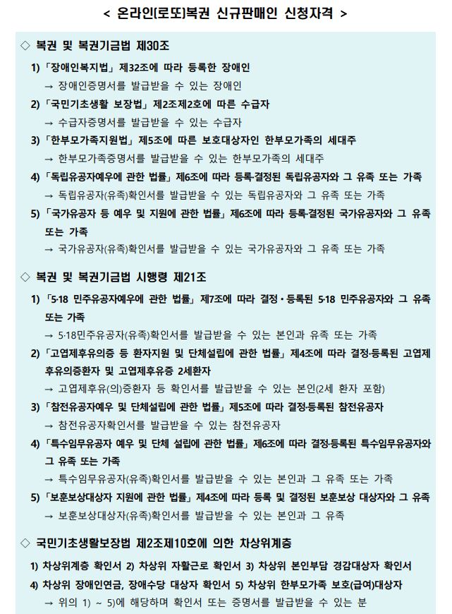 로또 신규판매인 신청자격