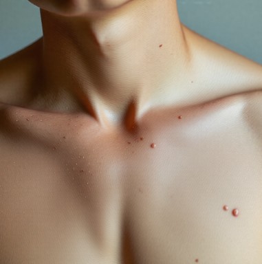 남성의-가슴에-여드름이-발생했습니다.