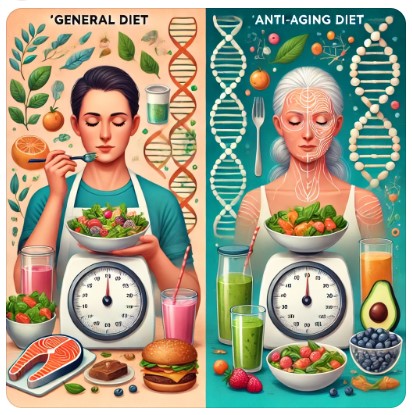 일반 다이어트 vs 항노화 다이어트 이미지