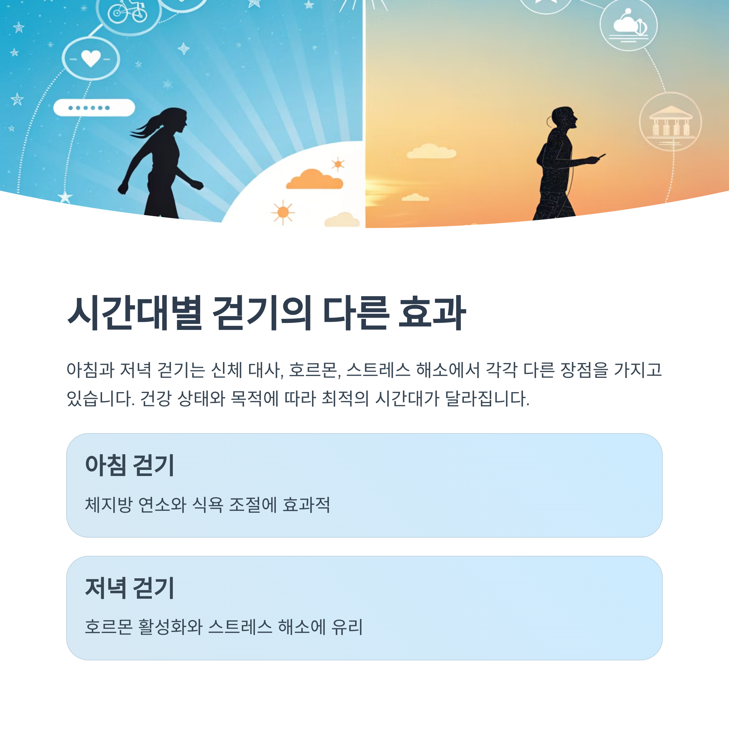 시간대별 걷기의 다른 효과