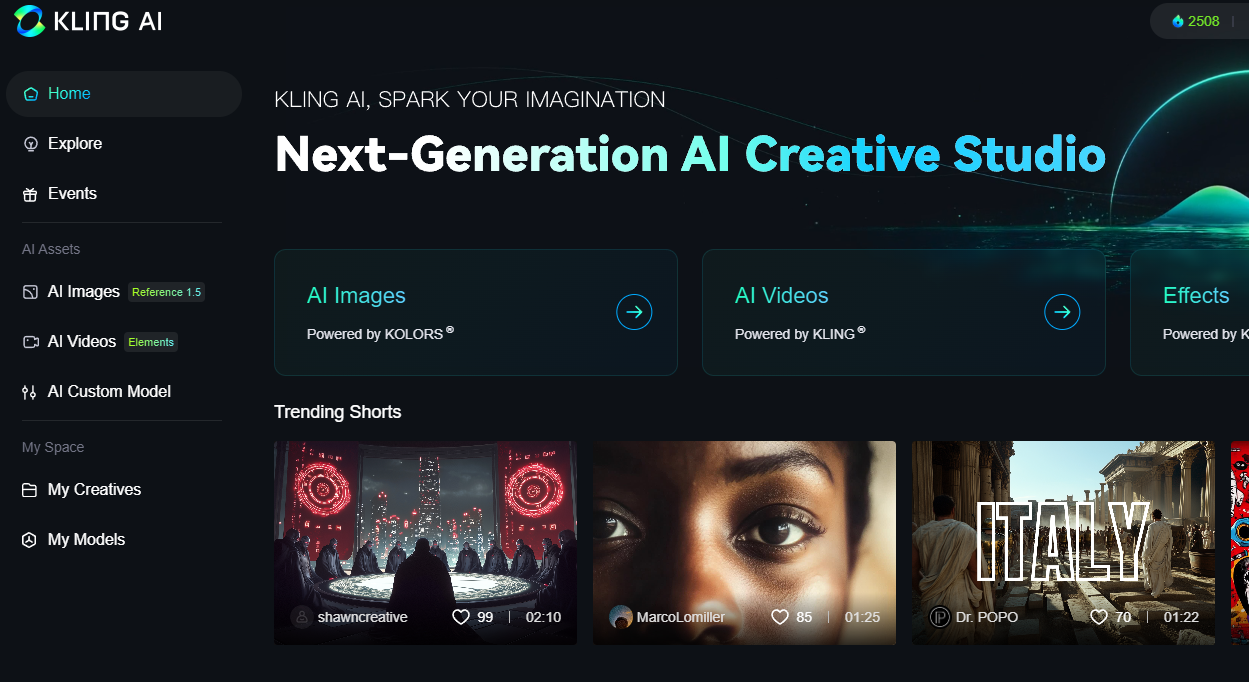 클링AI 홈페이지