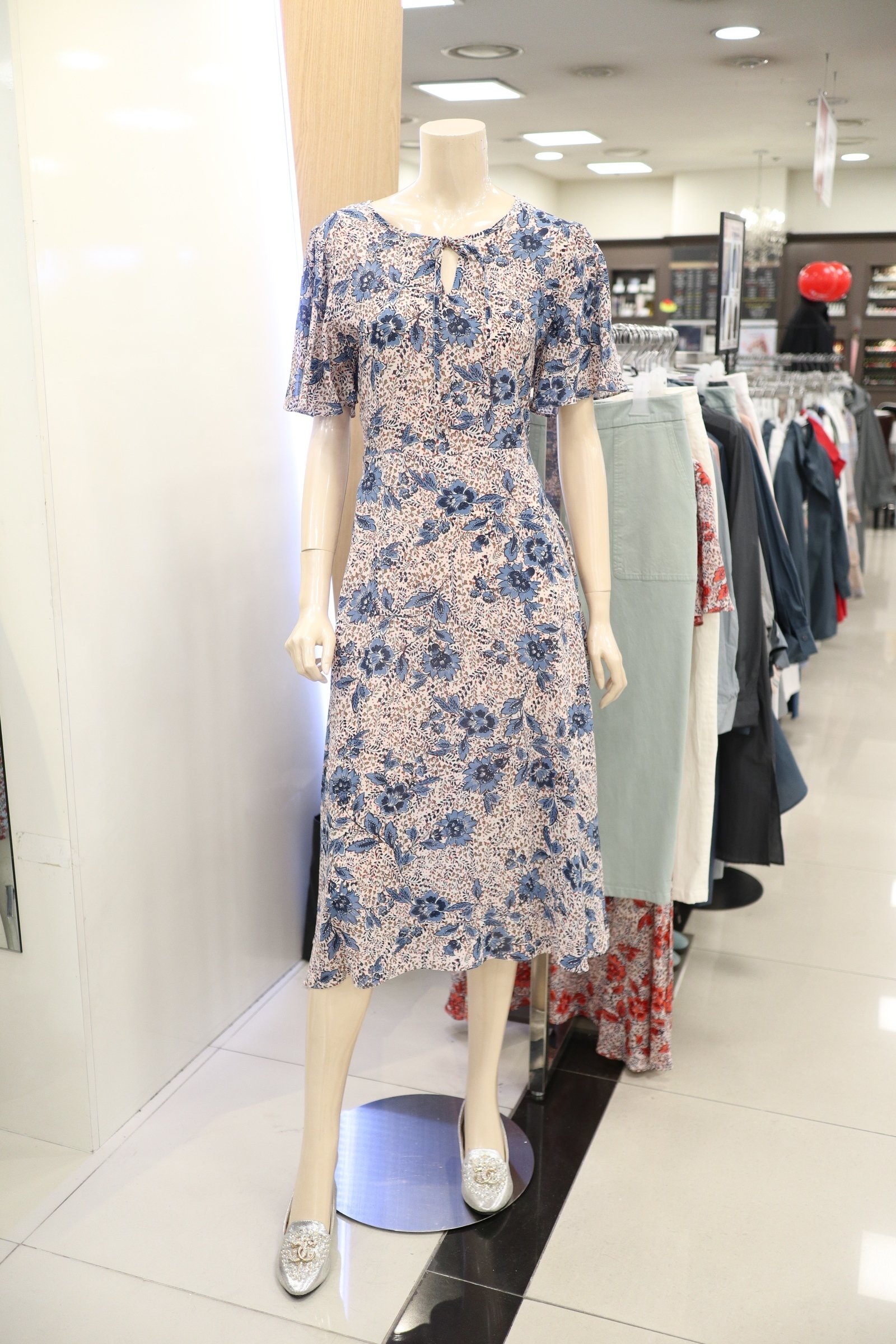 안지크 풍기인견 플라워 롱 원피스 DE2OP5920