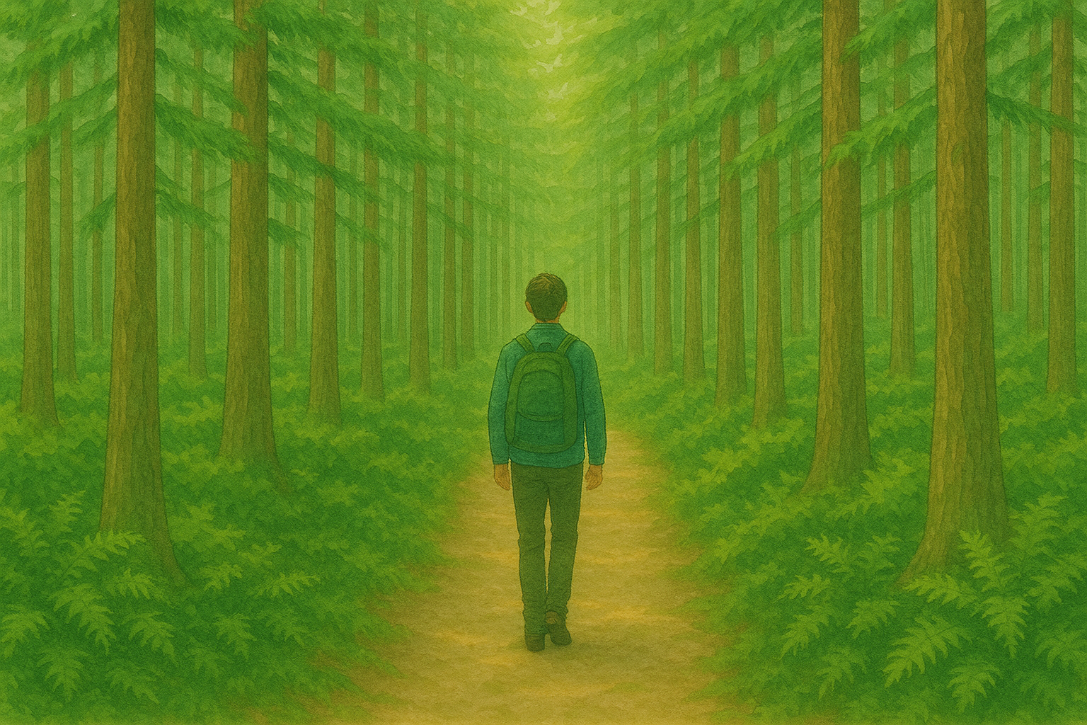 숲길을 걷는 사람