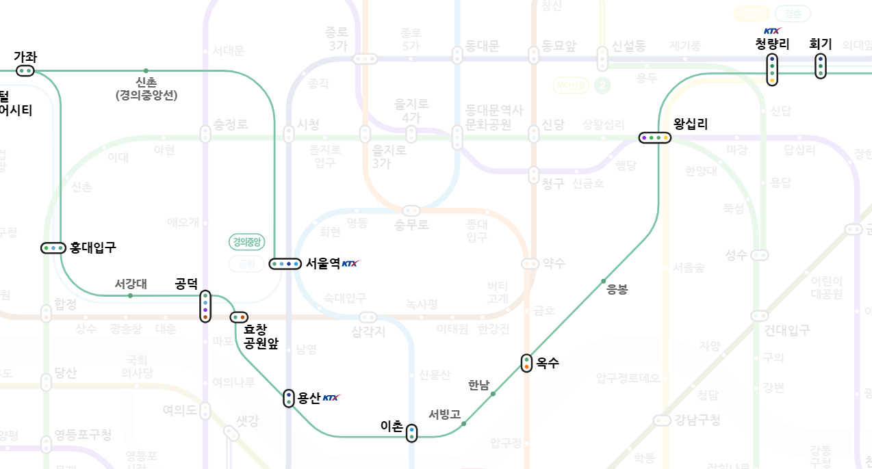 경의중앙선 지하철 노선도 크게 보기