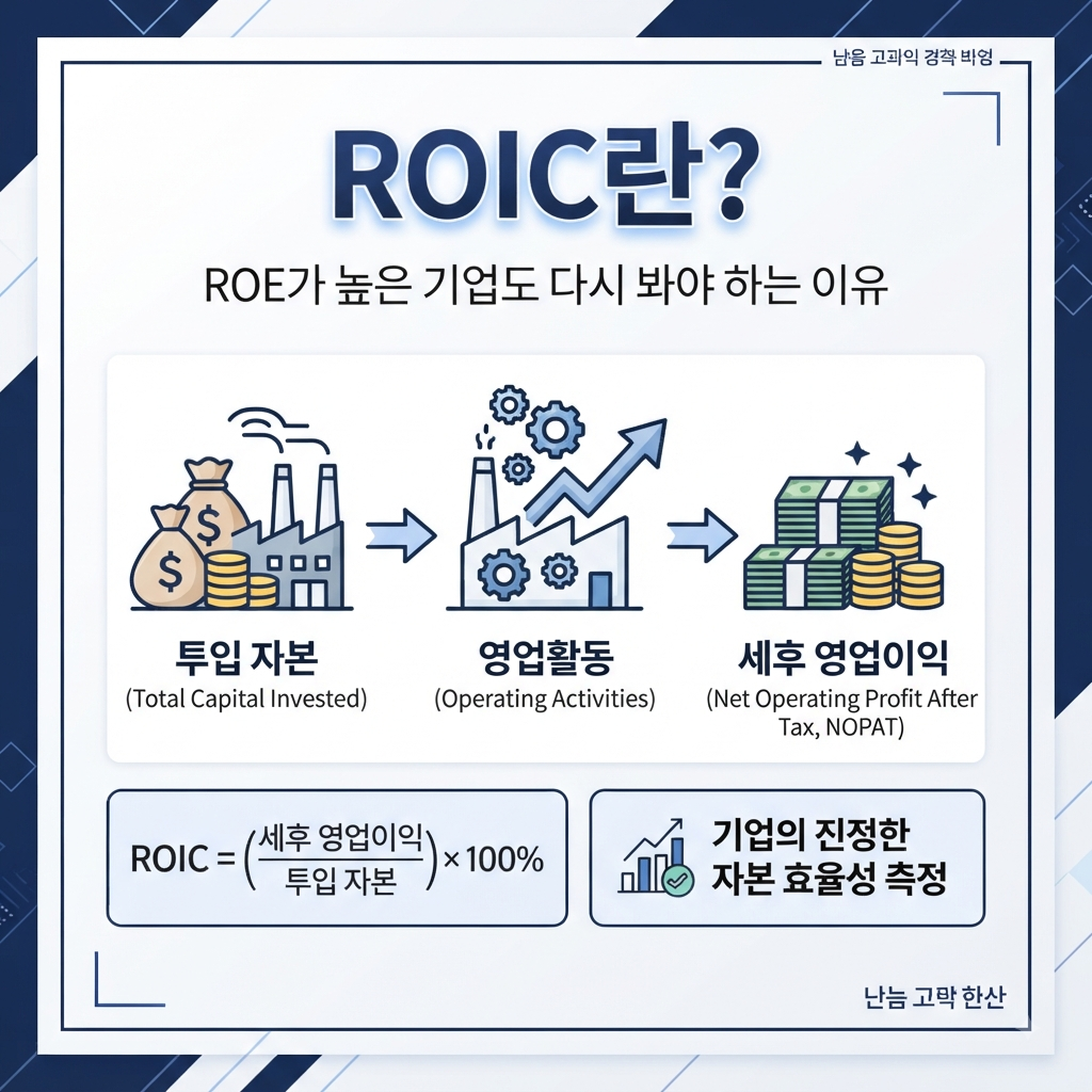 ROIC란 무엇인지 설명하는 투하자본이익률 금융 인포그래픽