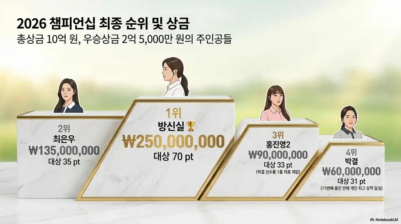 두산 매치플레이 챔피언십 최종 순위 및 순위별 상금