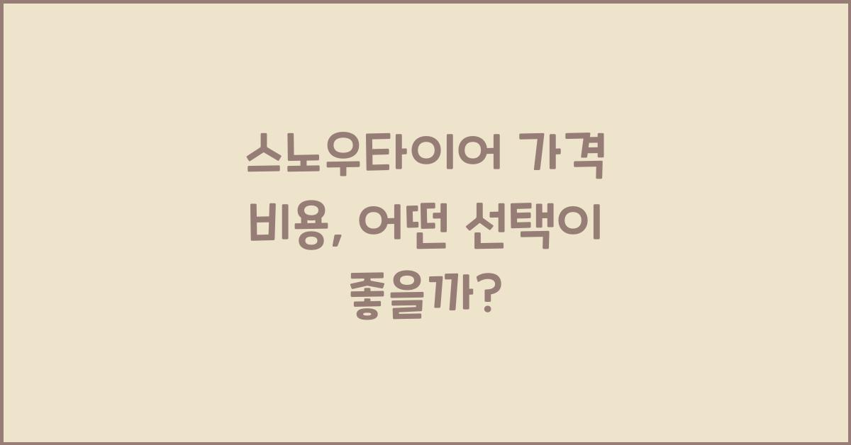 스노우타이어 가격 비용