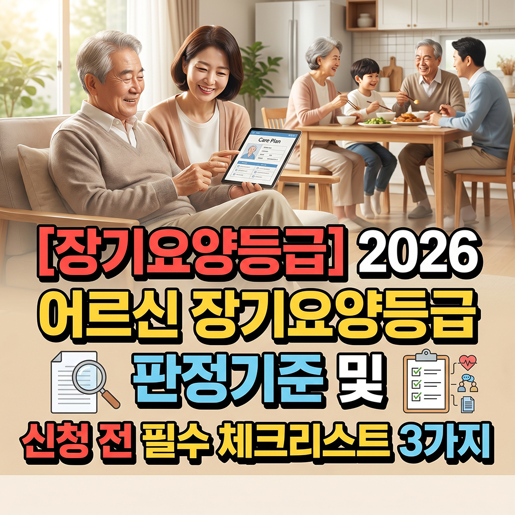2026년 노인 장기요양등급 판정 기준 및 신청 전 필수 체크리스트 3가지