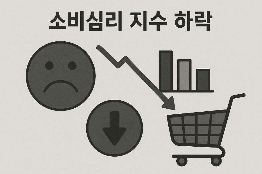 소비심리가 하락하는 모습을 표현한 경제 지표 이미지