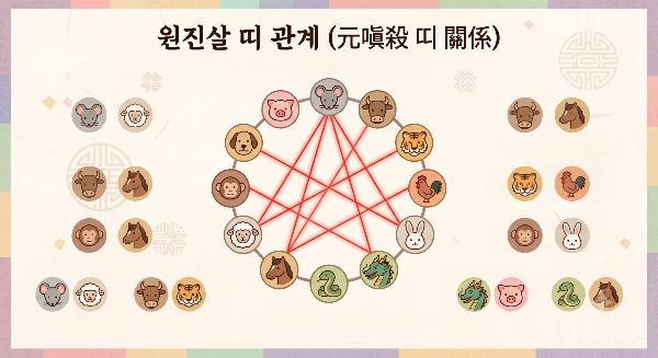 원진살 띠별 관계도