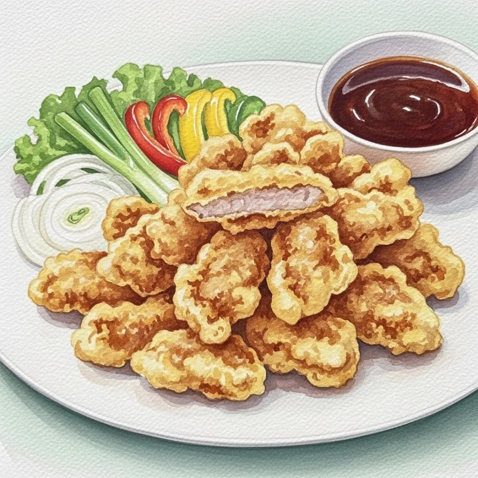 바삭하고 속이 꽉 찬 탕수육 한 접시