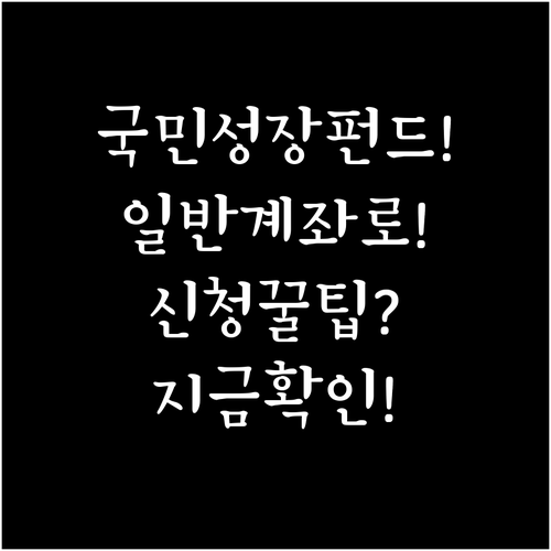 일반계좌로 시작하는 국민성장펀드 특징..