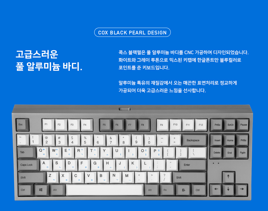 COX Black Pearl CNC Full Aluminum Tenkeyless 체리 키보드
