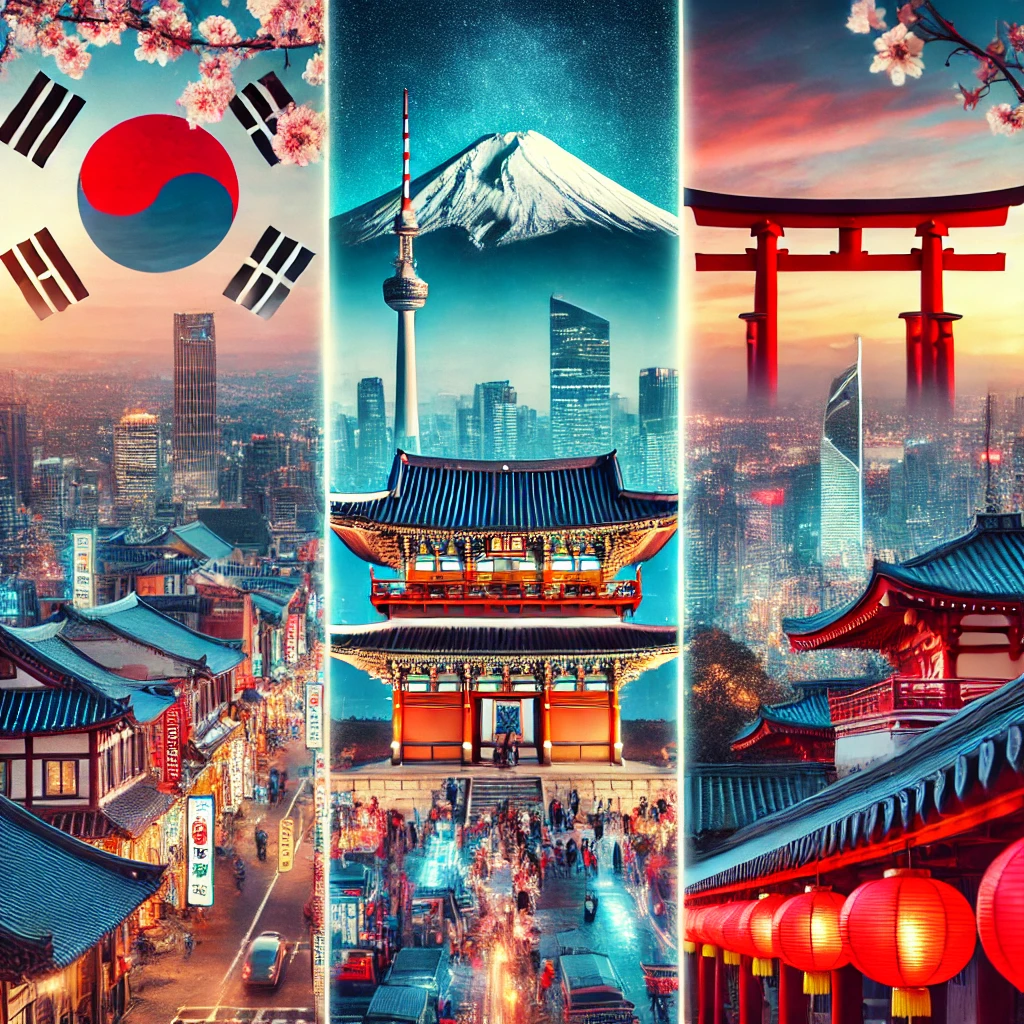 한국 중국 일본 사진