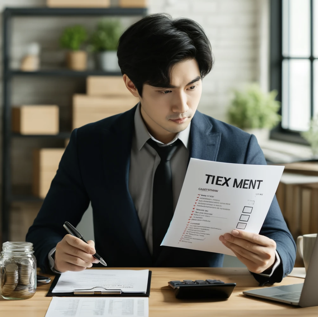 주식 투자자가 주식차트를 분석하며 세금 영향을 고려하는 모습