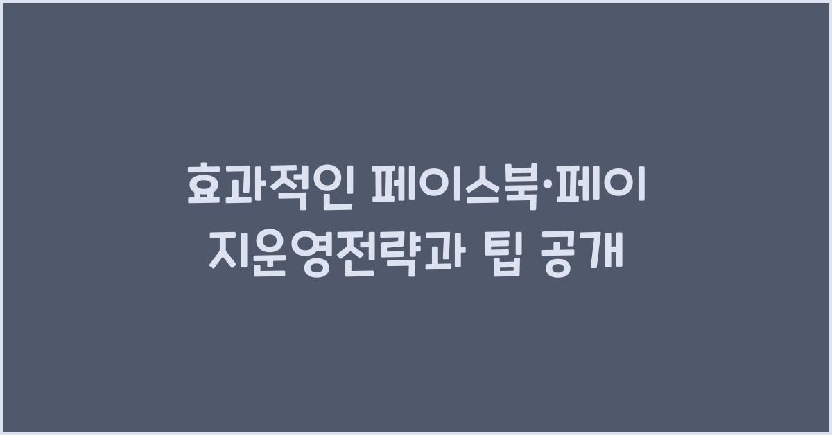 페이스북·페이지운영전략