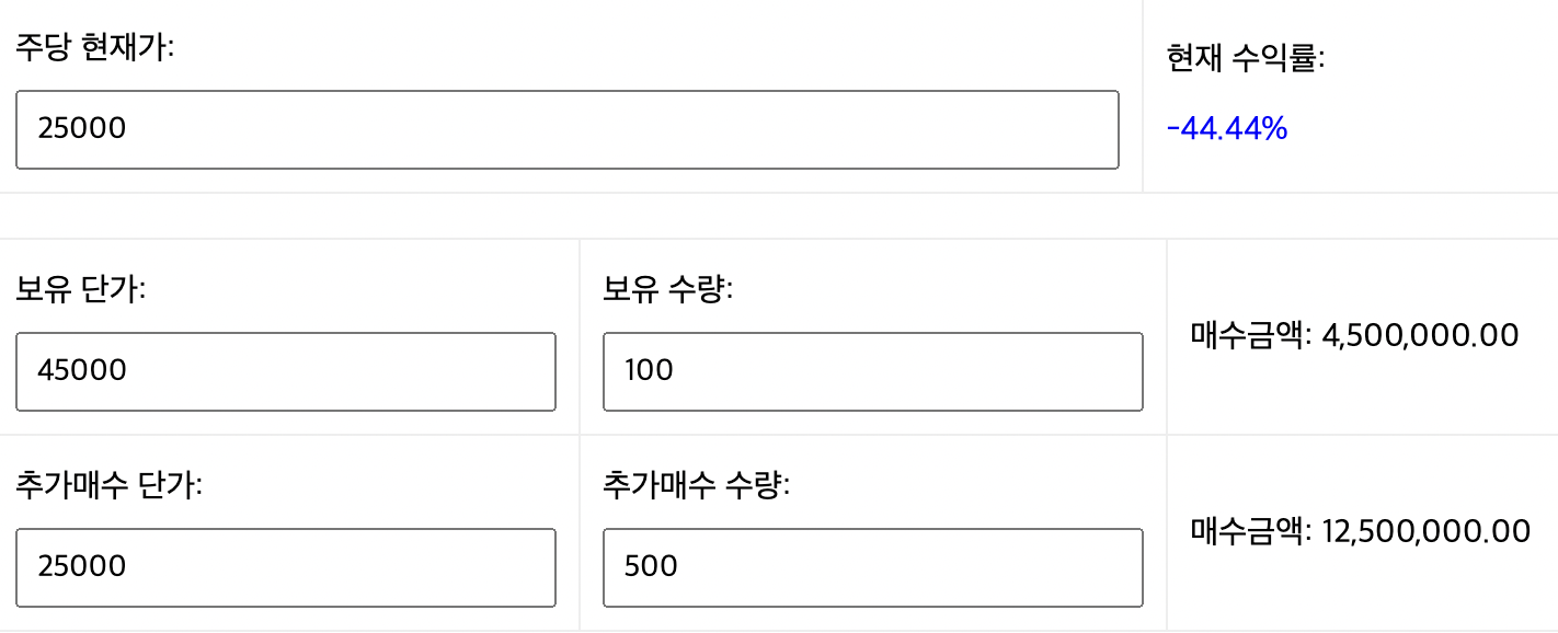 비트코인 주식 평단가 물타기 계산기 사용 방법1