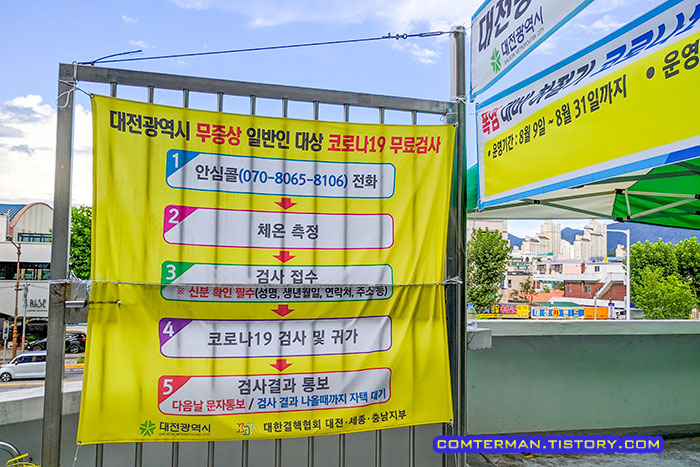 대전 무증상 일반인 대상 코로나19 무료검사 절차