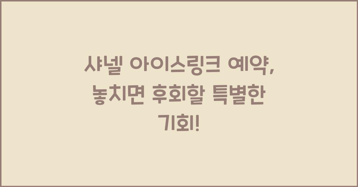 샤넬 아이스링크 예약