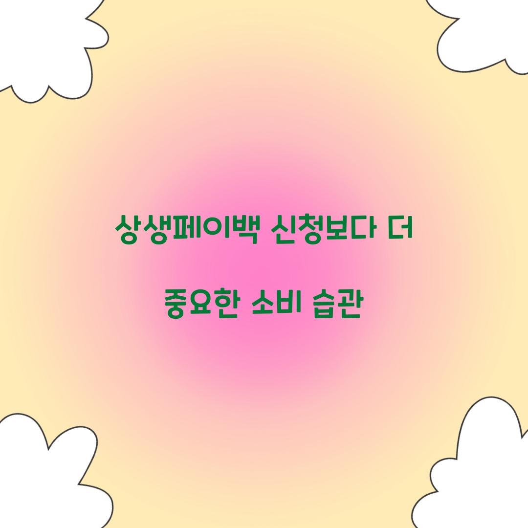 상생페이백 신청보다 더 중요한 소비 습관