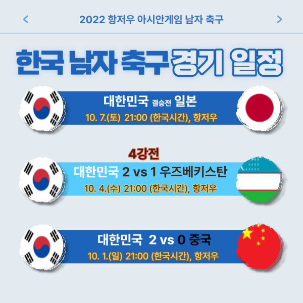 한국 vs 일본 결승전 일정