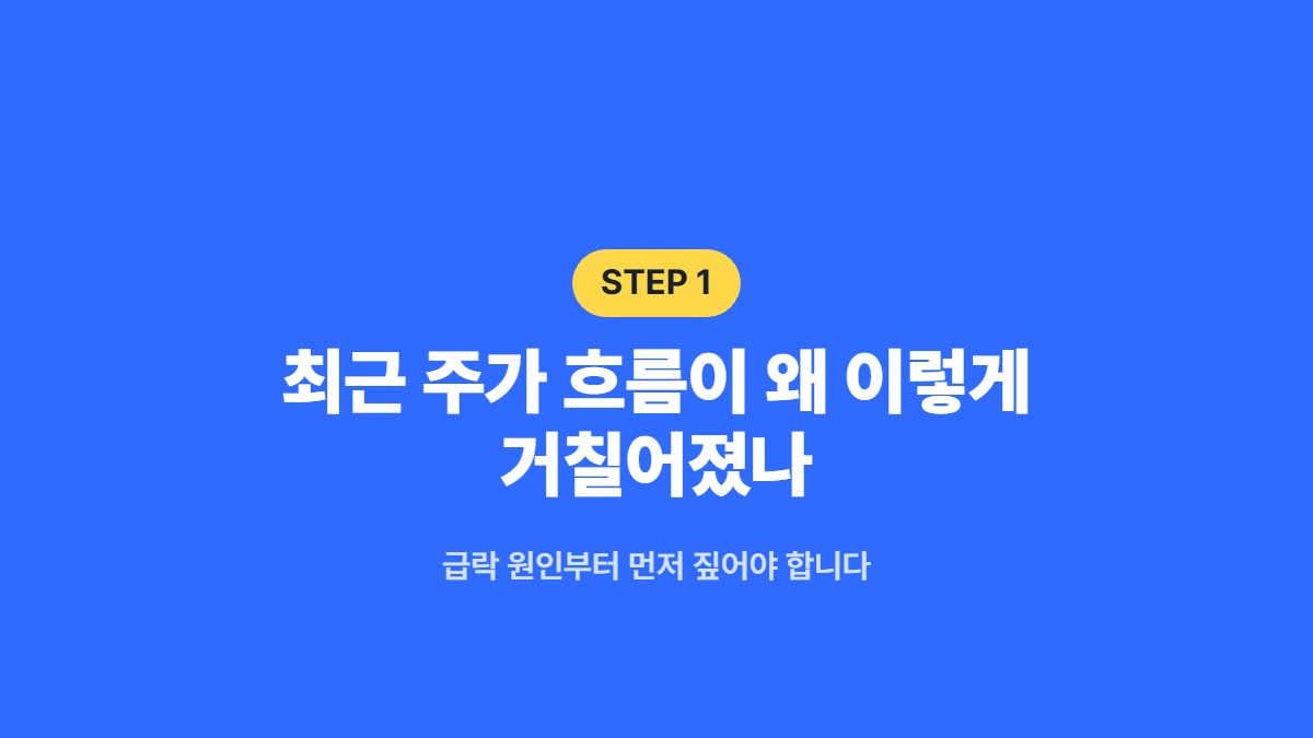 최근 주가 흐름이 왜 이렇게 거칠어졌나 — 급락 원인부터 먼저 짚어야 합니다